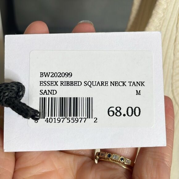 NWT WSLY Essex Ribbed Square Neck Tank Top Sz Medium Sand Bandier - Picture 3 of 4